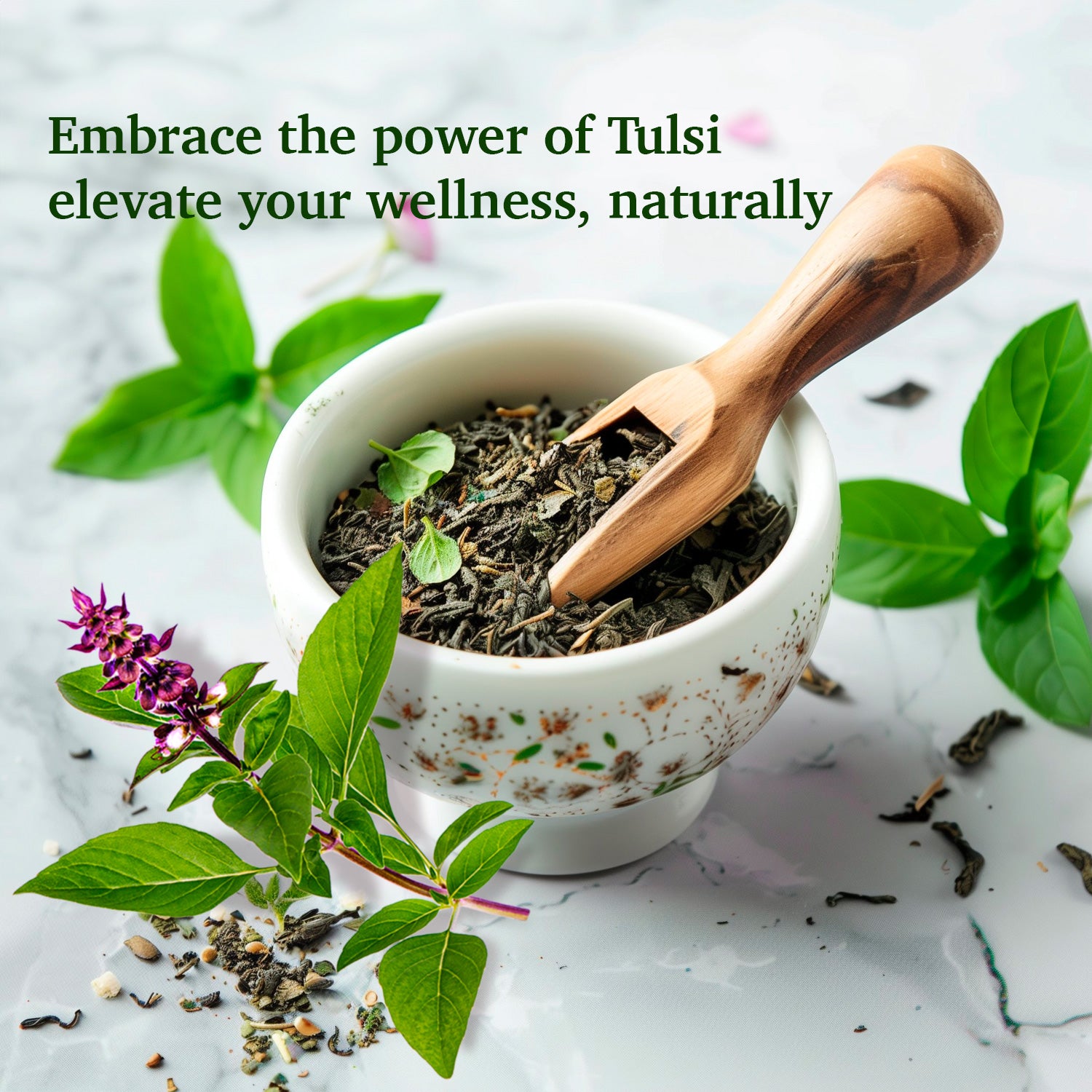 Tulsi with tea from Blue Mountains